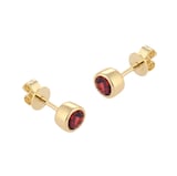 Goldsmiths 9ct Yellow Gold Garnet Birthstone Stud Earrings