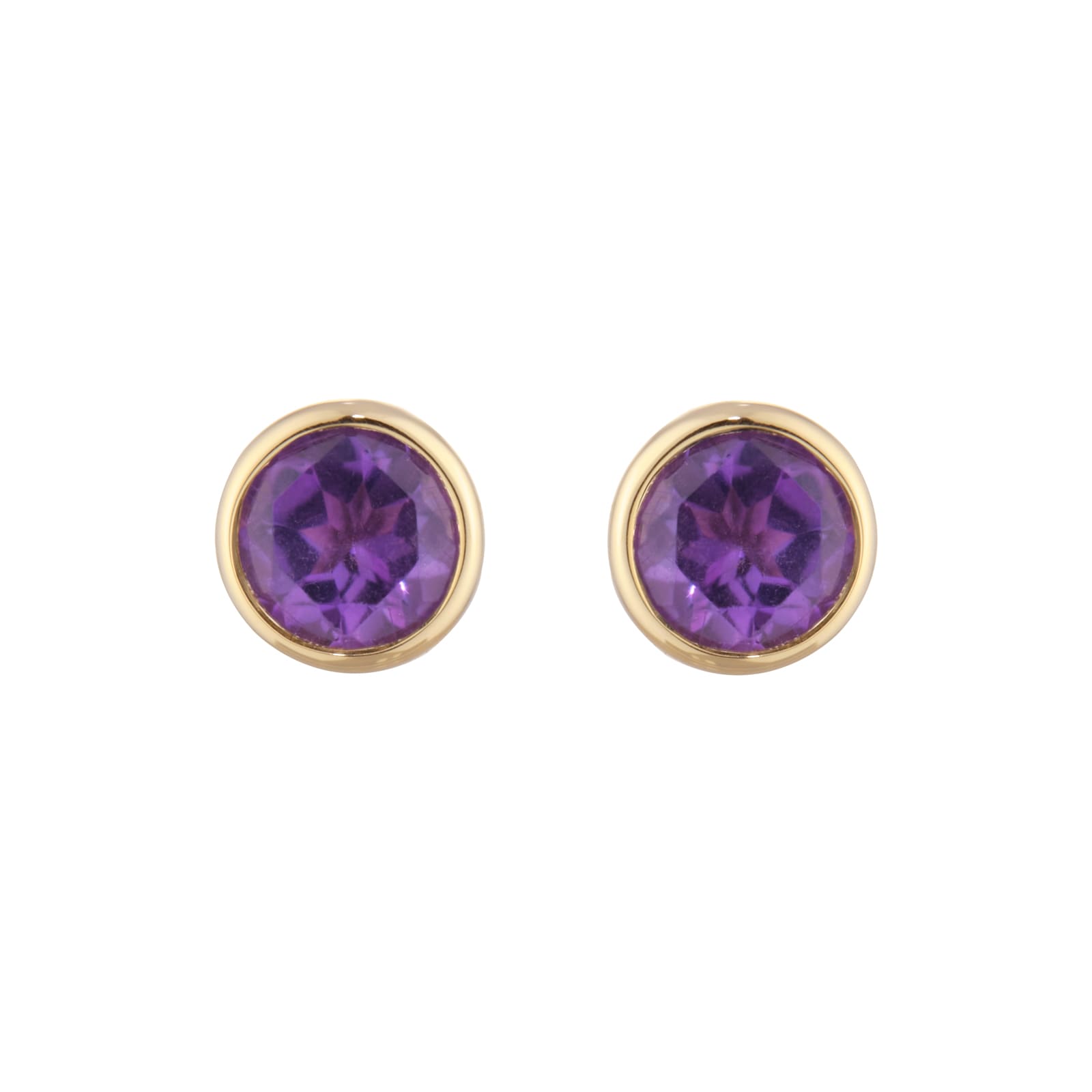 Goldsmiths 9ct Yellow Gold  Amethyst Birthstone Stud Earrings