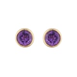 Goldsmiths 9ct Yellow Gold  Amethyst Birthstone Stud Earrings