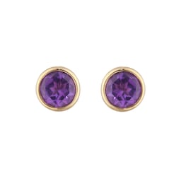 12153670 - 9ct Yellow Gold Amethyst Birthstone Stud Earrings