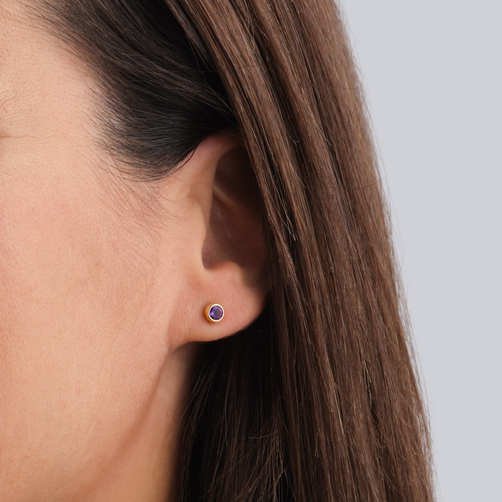 Best Luxury 
9ct Yellow Gold  Amethyst Birthstone Stud Earrings