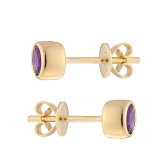 Goldsmiths 9ct Yellow Gold  Amethyst Birthstone Stud Earrings