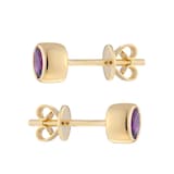 Goldsmiths 9ct Yellow Gold  Amethyst Birthstone Stud Earrings