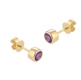 Goldsmiths 9ct Yellow Gold  Amethyst Birthstone Stud Earrings
