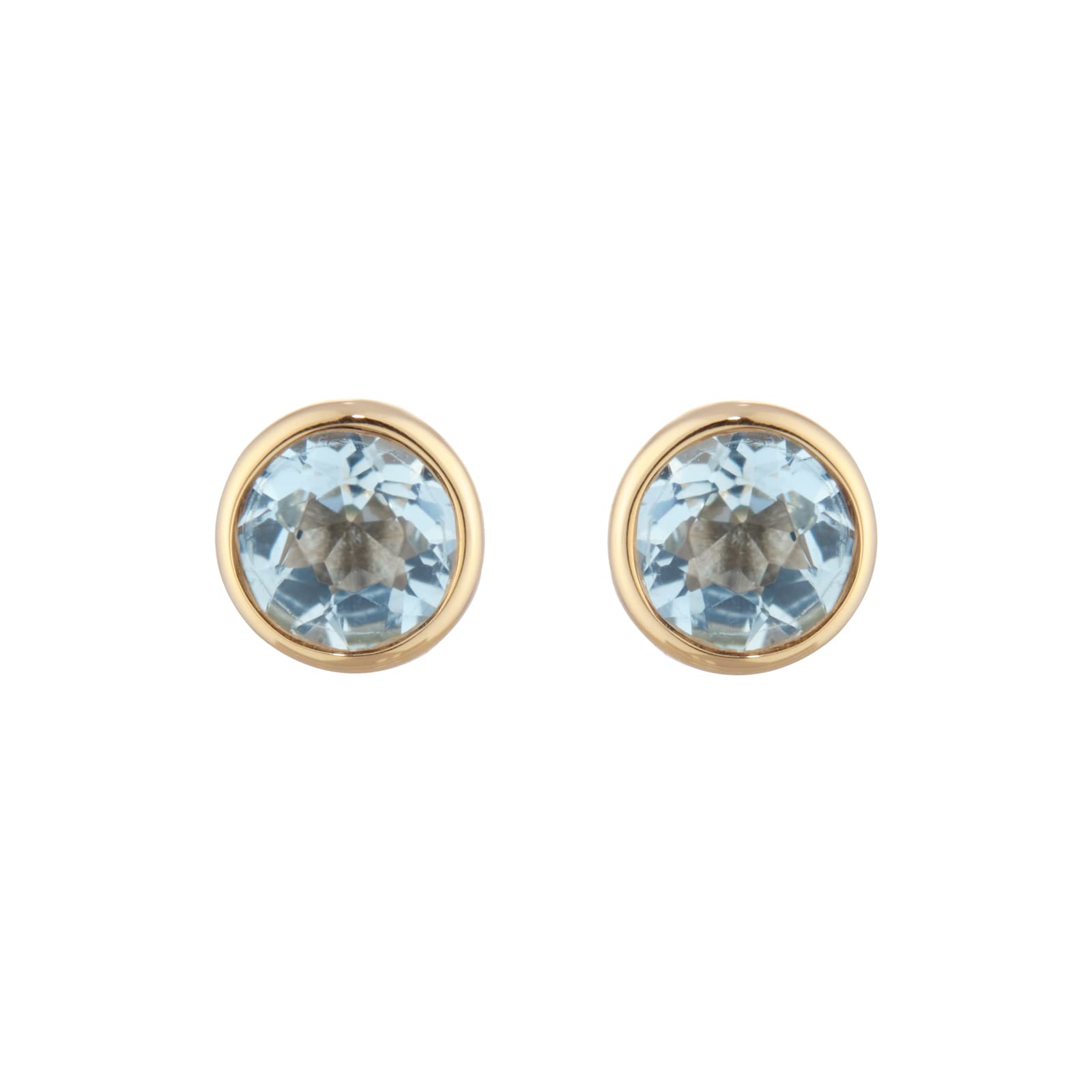 Goldsmiths 9ct Yellow Gold Aquamarine Birthstone Stud Earrings