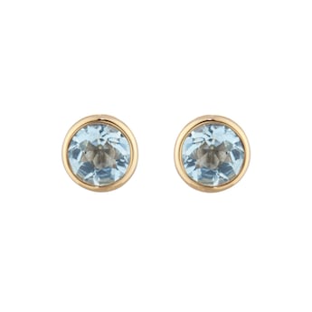 9ct Yellow Gold Aquamarine Birthstone Stud Earrings  
