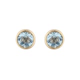 Goldsmiths 9ct Yellow Gold Aquamarine Birthstone Stud Earrings