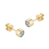 Goldsmiths 9ct Yellow Gold Aquamarine Birthstone Stud Earrings