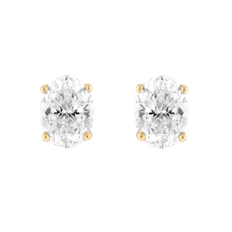 Mappin & Webb 18ct Yellow Gold 0.80cttw GIA Oval Cut Diamond Stud Earrings