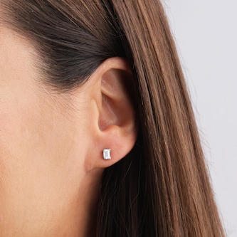 Mappin & Webb Platinum 0.80cttw GIA Emerald Cut Diamond Stud Earrings