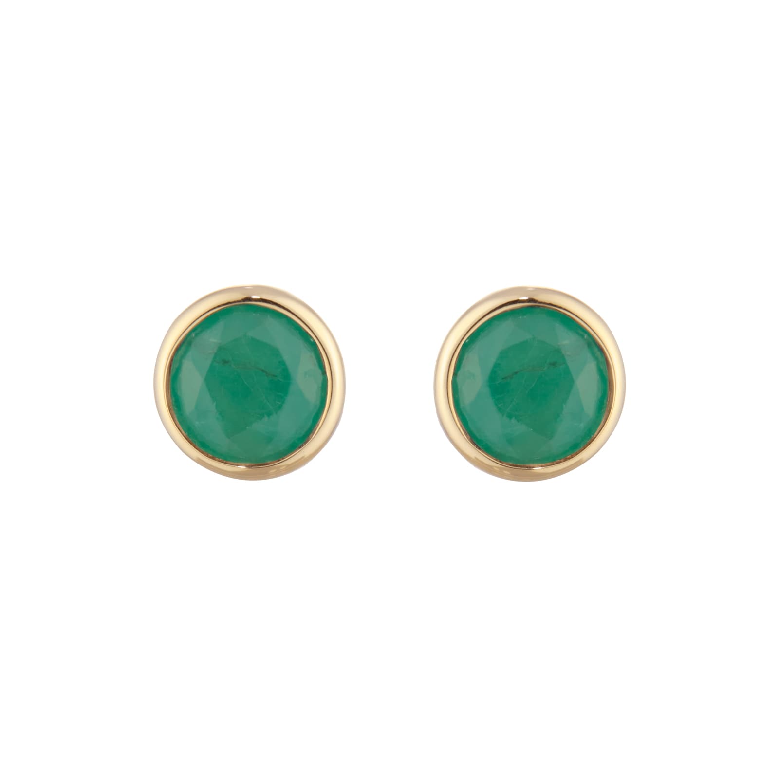 Goldsmiths 9ct Yellow Gold Emerald Birthstone Stud Earrings