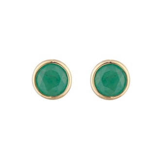 Goldsmiths 9ct Yellow Gold Emerald Birthstone Stud Earrings Goldsmiths 9ct Yellow Gold Emerald Birthstone Stud Earrings