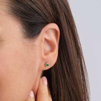 Goldsmiths 9ct Yellow Gold Emerald Birthstone Stud Earrings Goldsmiths 9ct Yellow Gold Emerald Birthstone Stud Earrings