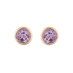 12153678 - 9ct Yellow Gold Pink Amethyst Birthstone Stud Earrings