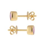 Goldsmiths 9ct Yellow Gold Pink Amethyst Birthstone Stud Earrings