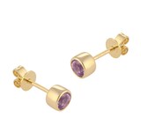 Goldsmiths 9ct Yellow Gold Pink Amethyst Birthstone Stud Earrings