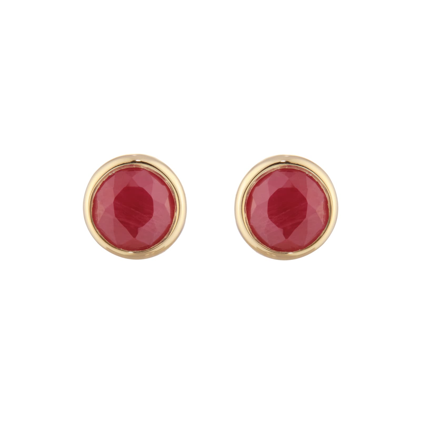Goldsmiths 9ct Yellow Gold Ruby Birthstone Stud Earrings
