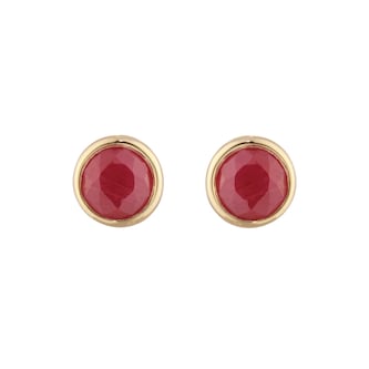 Goldsmiths 9ct Yellow Gold Ruby Birthstone Stud Earrings