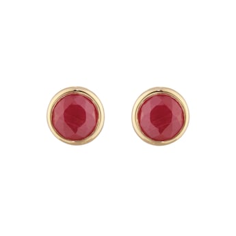 9ct Yellow Gold Ruby Birthstone Stud Earrings
