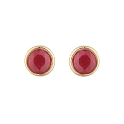 12153679 - 9ct Yellow Gold Ruby Birthstone Stud Earrings