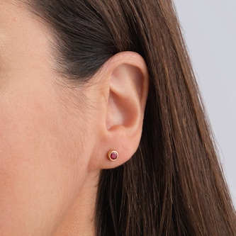 Goldsmiths 9ct Yellow Gold Ruby Birthstone Stud Earrings