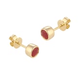 Goldsmiths 9ct Yellow Gold Ruby Birthstone Stud Earrings