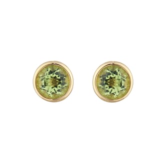 Goldsmiths 9ct Yellow Gold Peridot Birthstone Stud Earrings