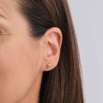 Goldsmiths 9ct Yellow Gold Peridot Birthstone Stud Earrings