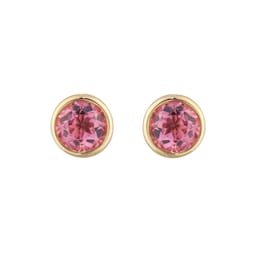 12153682 - 9ct Yellow Gold Pink Tourmaline Birthstone Stud Earrings