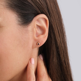 Goldsmiths 9ct Yellow Gold Pink Tourmaline Birthstone Stud Earrings