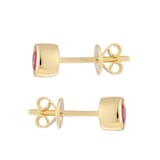 Goldsmiths 9ct Yellow Gold Pink Tourmaline Birthstone Stud Earrings