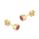 Goldsmiths 9ct Yellow Gold Pink Tourmaline Birthstone Stud Earrings