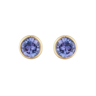 Goldsmiths 9ct Yellow Gold Tanzanite Birthstone Stud Earrings