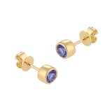 Goldsmiths 9ct Yellow Gold Tanzanite Birthstone Stud Earrings