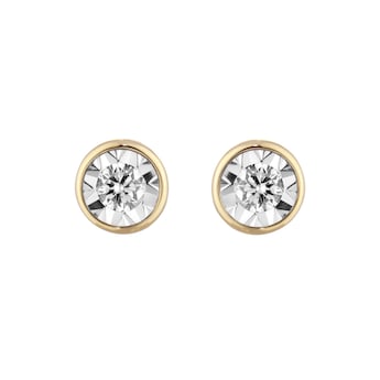 9ct Yellow Gold 0.16cttw Diamond Birthstone Stud Earrings  