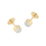 Mappin & Webb 14ct Yellow Gold 0.60cttw GIA Diamond Bezel Stud Earrings