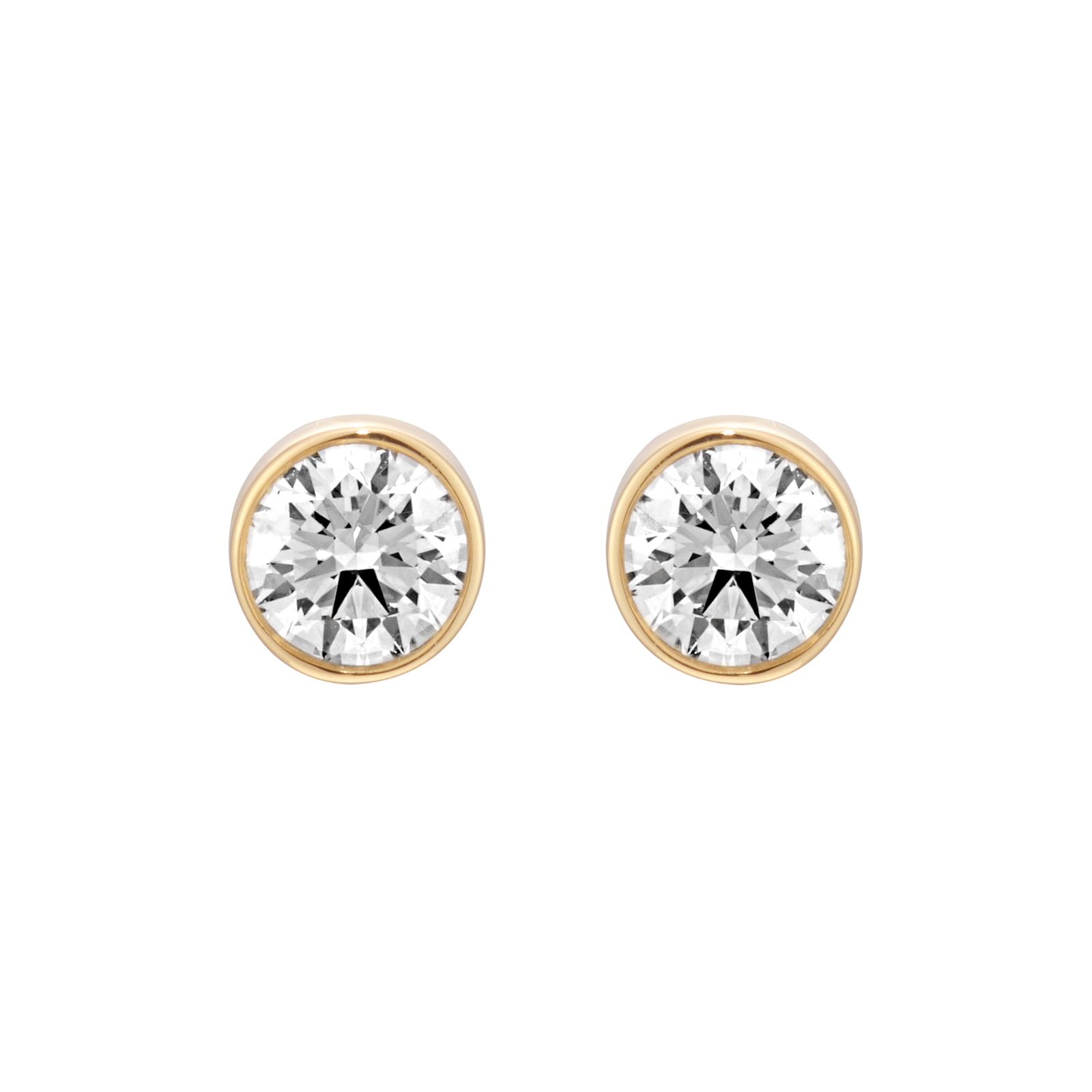 Mappin & Webb 14ct Yellow Gold 0.80cttw GIA Diamond Bezel Stud Earrings Mappin & Webb 14ct Yellow Gold 0.80cttw GIA Diamond Bezel Stud Earrings