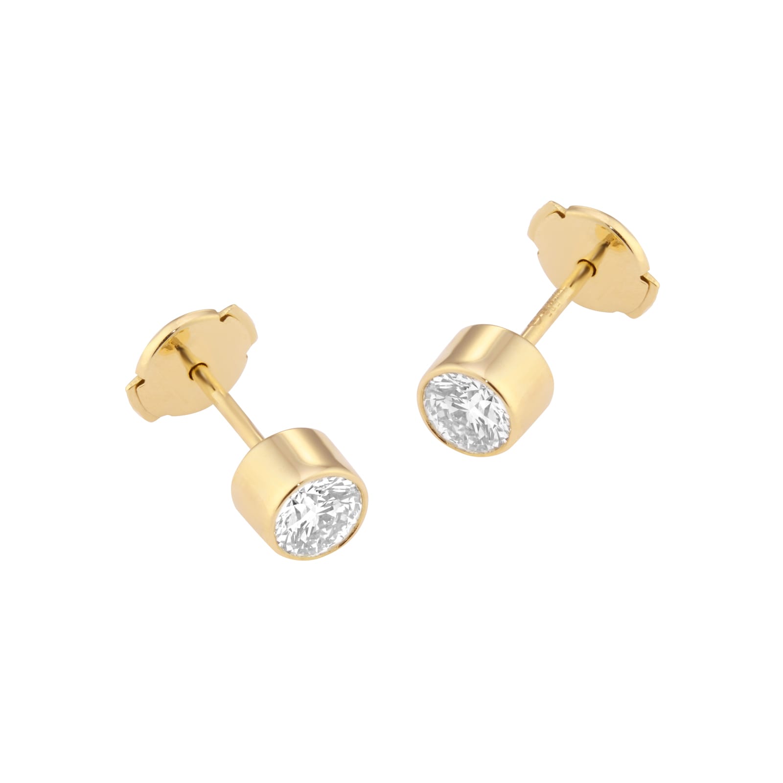 Mappin & Webb 14ct Yellow Gold 0.80cttw GIA Diamond Bezel Stud Earrings Mappin & Webb 14ct Yellow Gold 0.80cttw GIA Diamond Bezel Stud Earrings