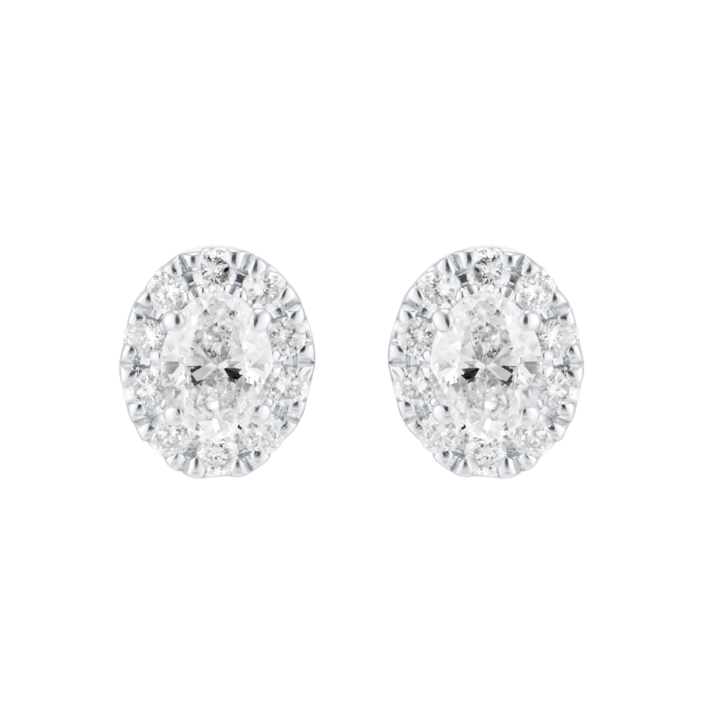 Goldsmiths 9ct White Gold 0.25cttw Oval Halo Diamond Stud Earrings
