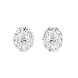 12153689 - 9ct White Gold 0.25cttw Oval Halo Diamond Stud Earrings
