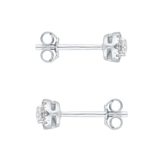 Goldsmiths 9ct White Gold 0.25cttw Oval Halo Diamond Stud Earrings