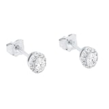 Goldsmiths 9ct White Gold 0.25cttw Oval Halo Diamond Stud Earrings