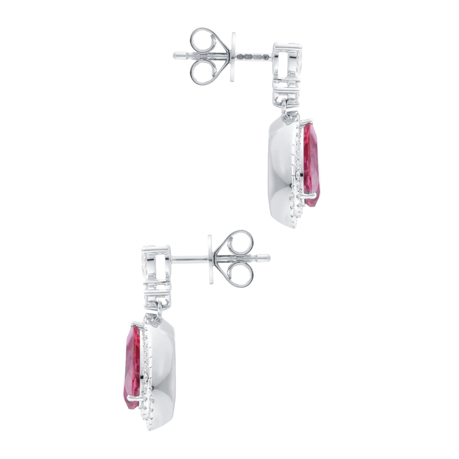 Mappin & Webb 18ct White Gold Pear Cut Pink Tourmaline & 0.50cttw Diamond Earrings Mappin & Webb 18ct White Gold Pear Cut Pink Tourmaline & 0.50cttw Diamond Earrings