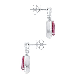 Mappin & Webb 18ct White Gold Pear Cut Pink Tourmaline & 0.50cttw Diamond Earrings