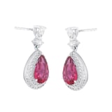 Mappin & Webb 18ct White Gold Pear Cut Pink Tourmaline & 0.50cttw Diamond Earrings
