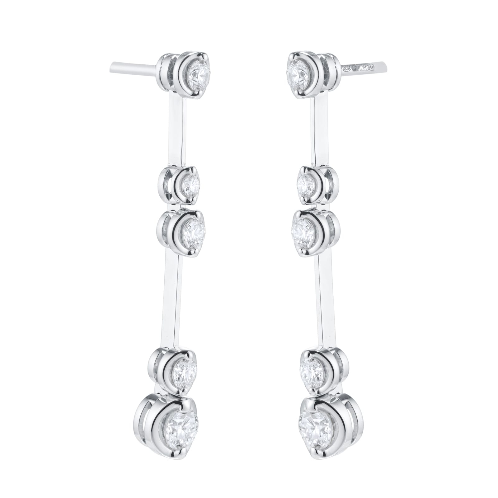 Mappin & Webb 18ct White Gold 0.60cttw Diamond Bezel Drop Earrings Mappin & Webb 18ct White Gold 0.60cttw Diamond Bezel Drop Earrings