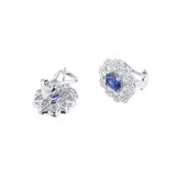 Mappin & Webb 18ct White Gold 1.56cttw Diamond Halo & 1.91cttw Oval Sapphire Earrings
