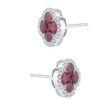 Mappin & Webb 18ct White Gold 0.23ct Diamond & 2.11cttw Ruby Floral Stud Earrings
