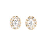 Goldsmiths 9ct Yellow Gold 0.25cttw Oval Halo Diamond Stud Earrings