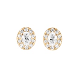 12153696 - 9ct Yellow Gold 0.25cttw Oval Halo Diamond Stud Earrings